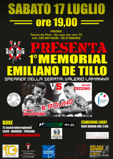 Sabato 17 Luglio a Ostia il 1° Memorial Emiliano De Tillo 