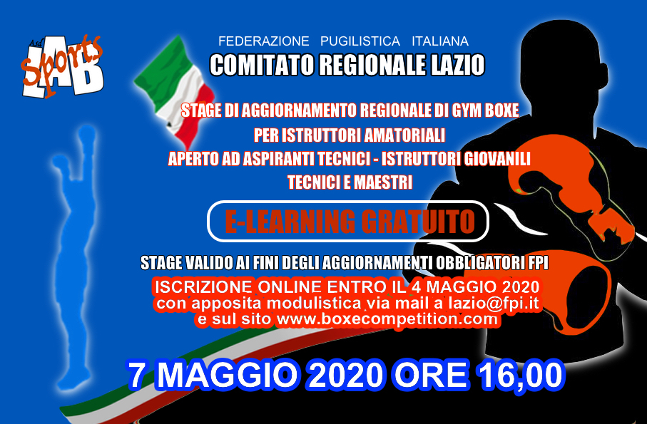 7 Maggio H 16 Stage Aggiornamento ONLINE Regionale di Gym Boxe 