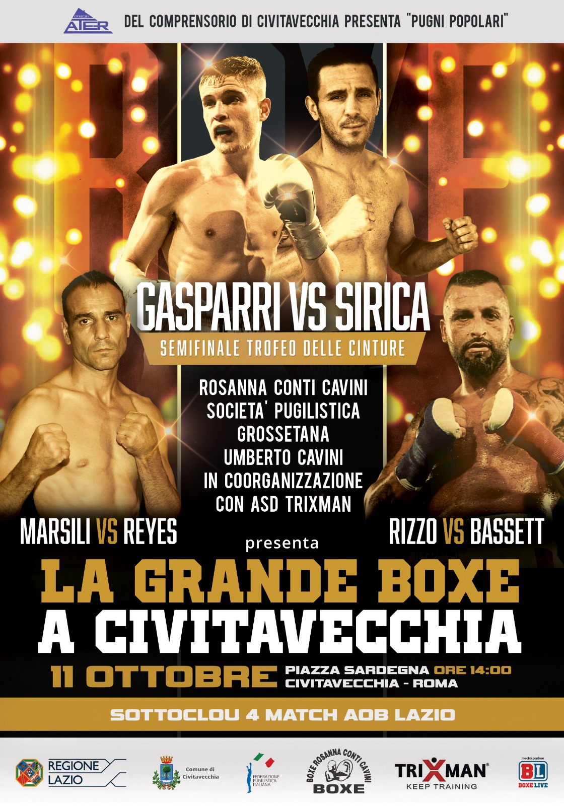 11 Ottobre la Grande Boxe a Civitavecchia - INFO LIVESTREAMING 