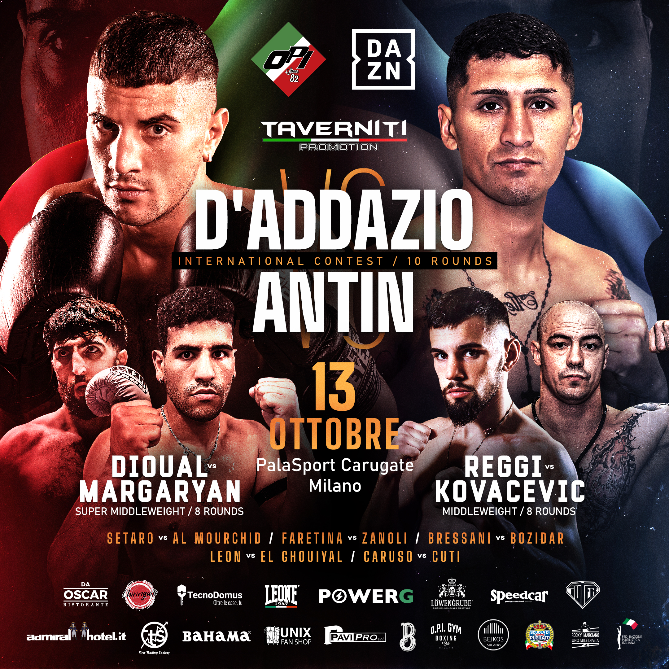 OPI Since 82 e Taverniti Promotion presentano: la grande serata di boxe del 13 ottobre, in esclusiva on demand su DAZN.