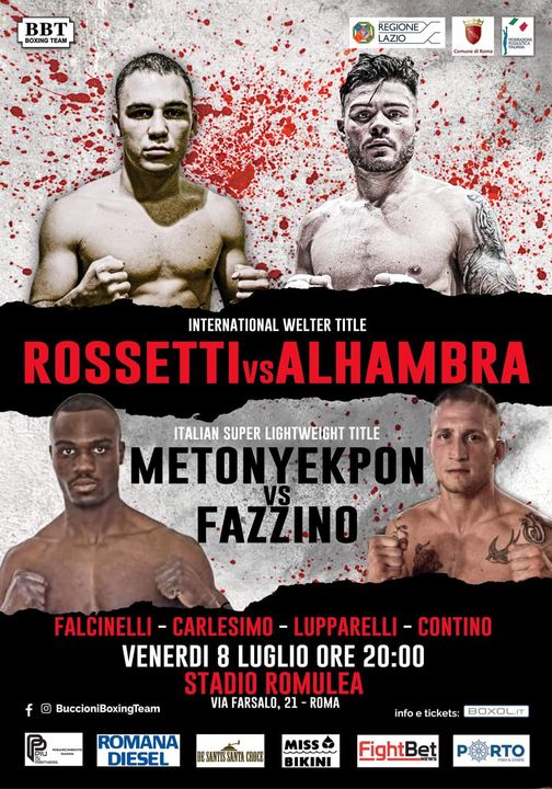 ROMA BOXING NIGHT: 8 Luglio serata BBT con due Titoli