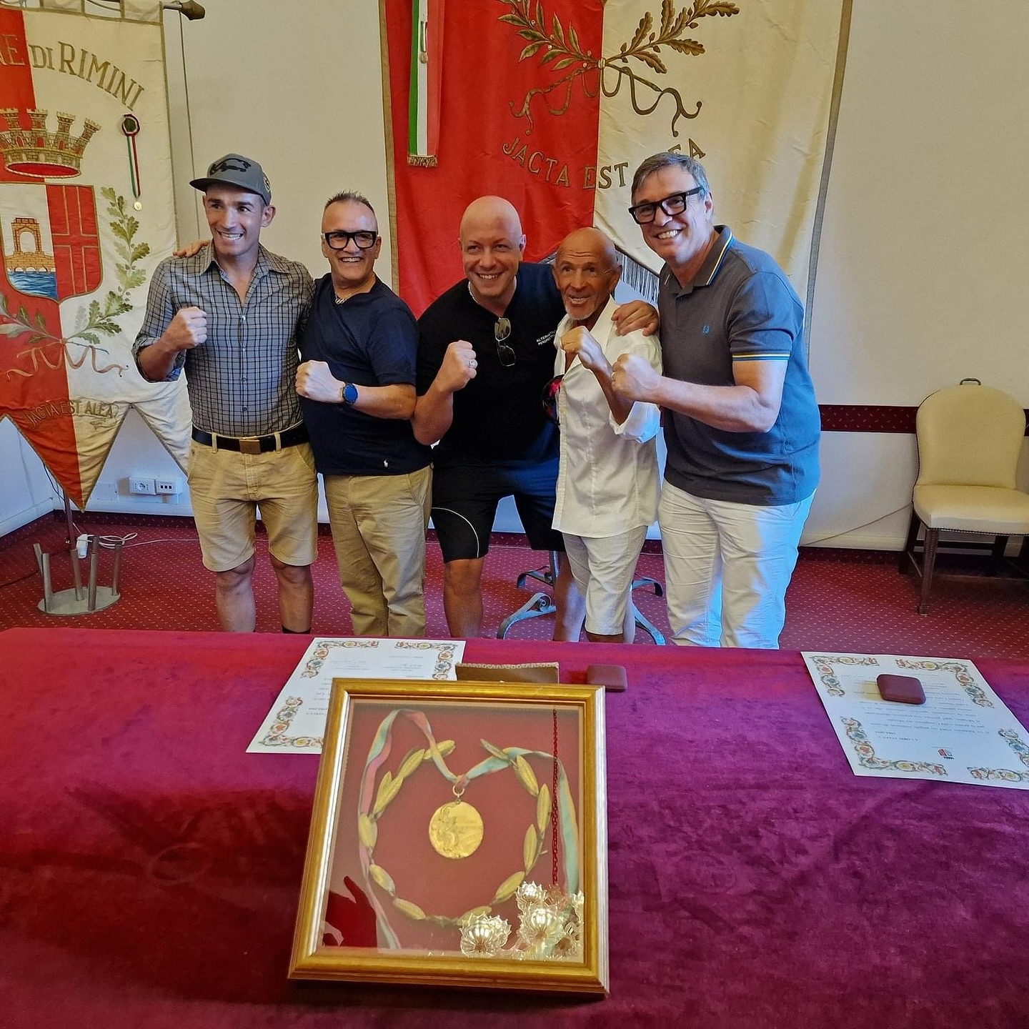 Loris e Maurizio Stecca premiati dal Comune di Rimini per il qurantennale delle loro imprese Mondiali e Olimpiche 