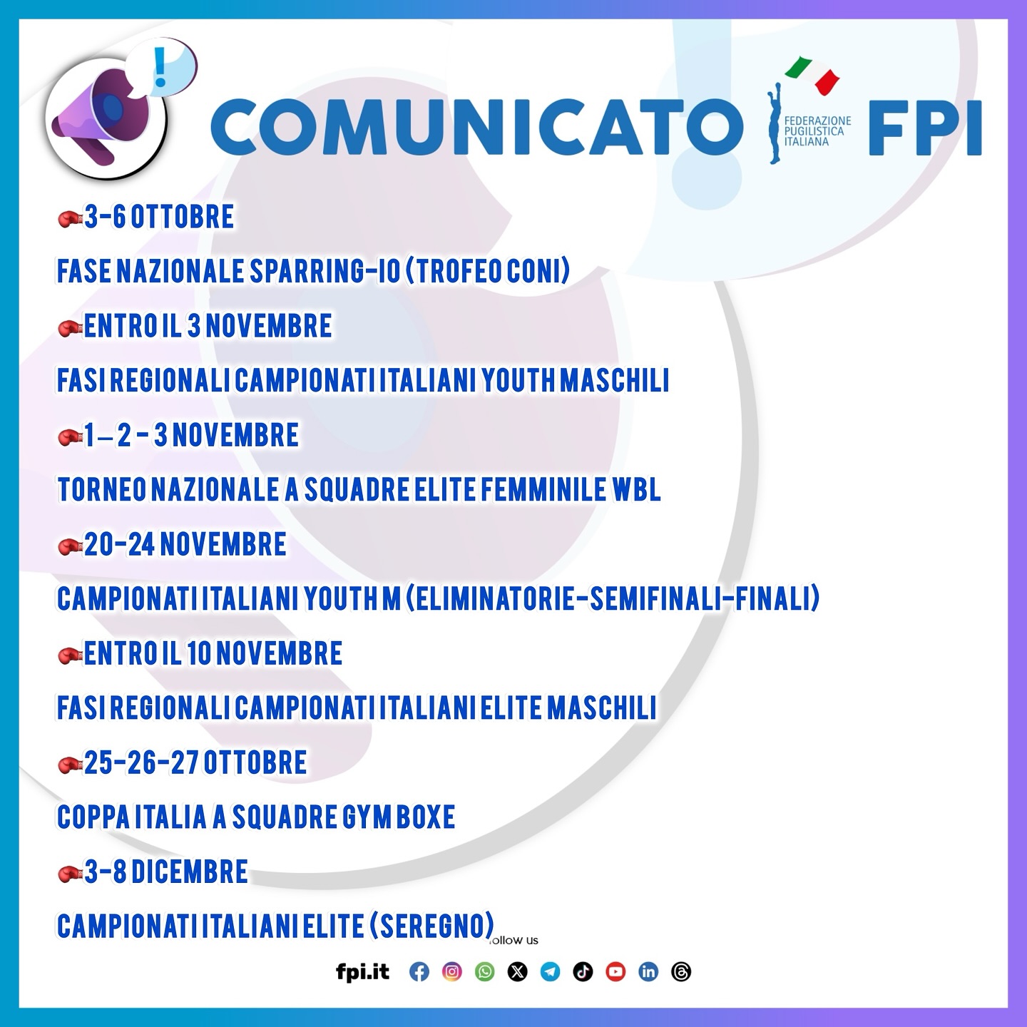 Campionati e Tornei FPI Settembre/Dicembre 2024
