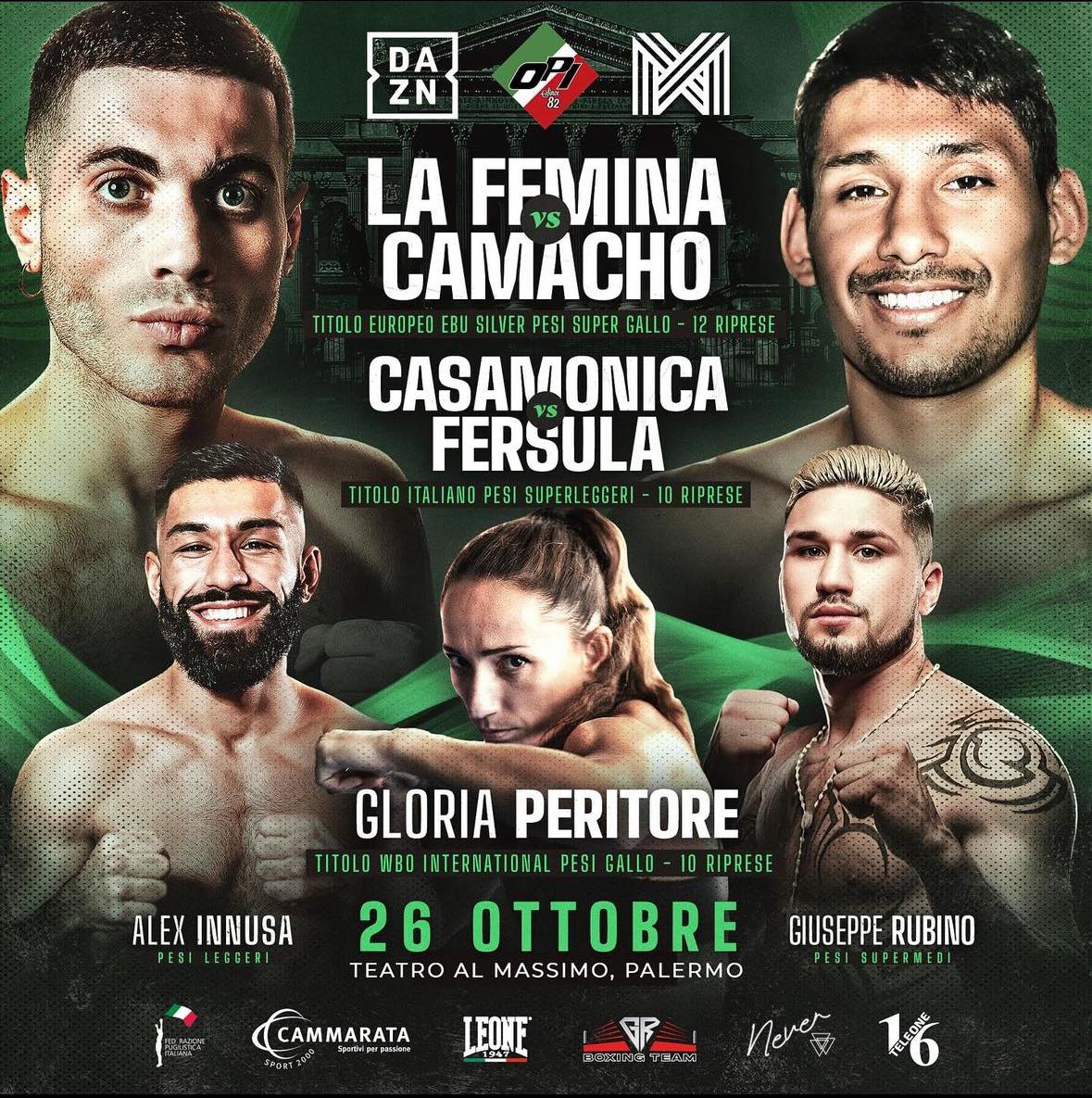 A Palermo Casamonica si conferma Campione Italiano Superleggeri, la Peritore fa suo il titolo EBU Silver Gallo, sconfitta per La Femina nell'EBU Silver Supergallo