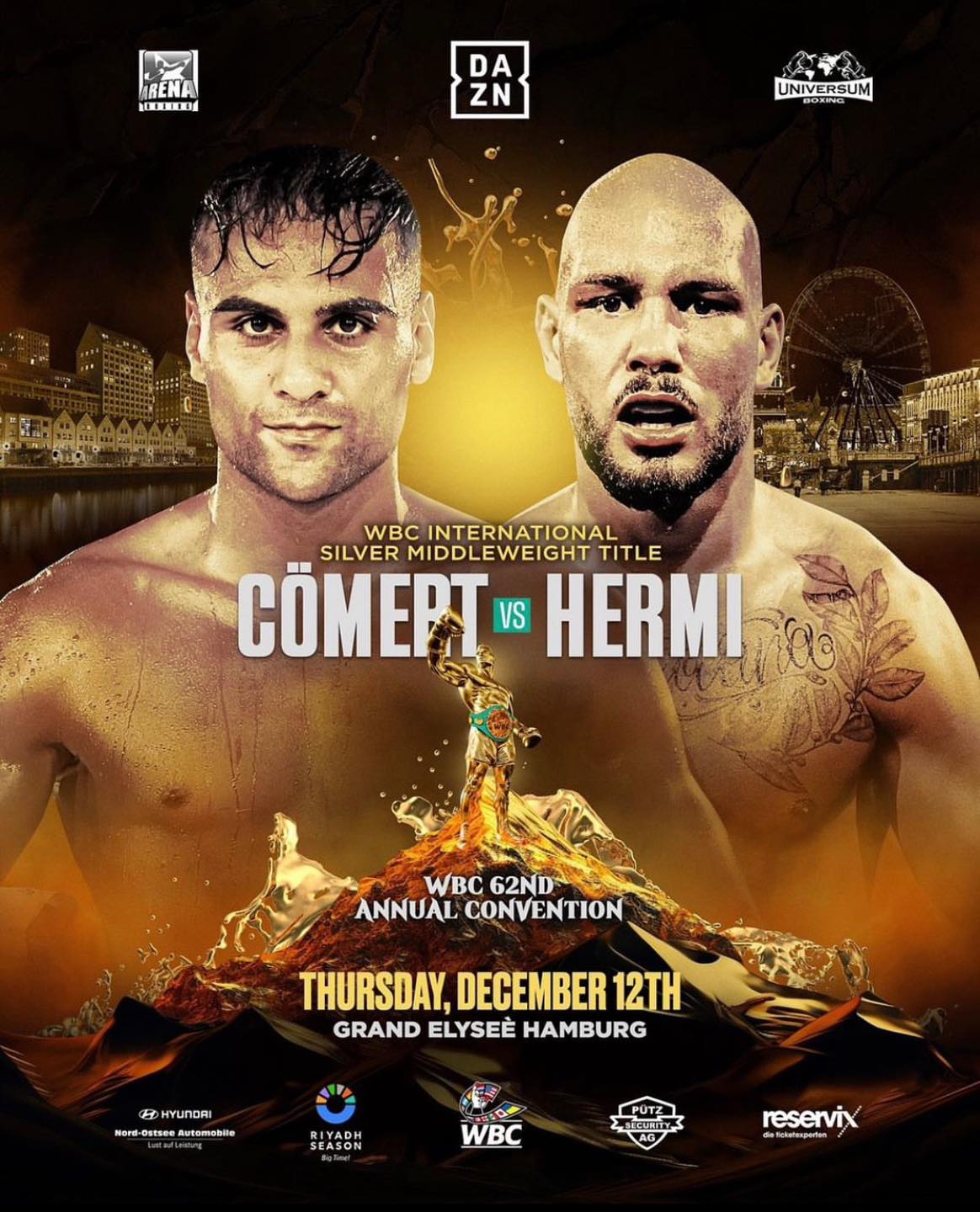 Il 12 Dicembre ad Amburgo Hermi vs Comert per il WBC Int. Silver Pesi Medi 