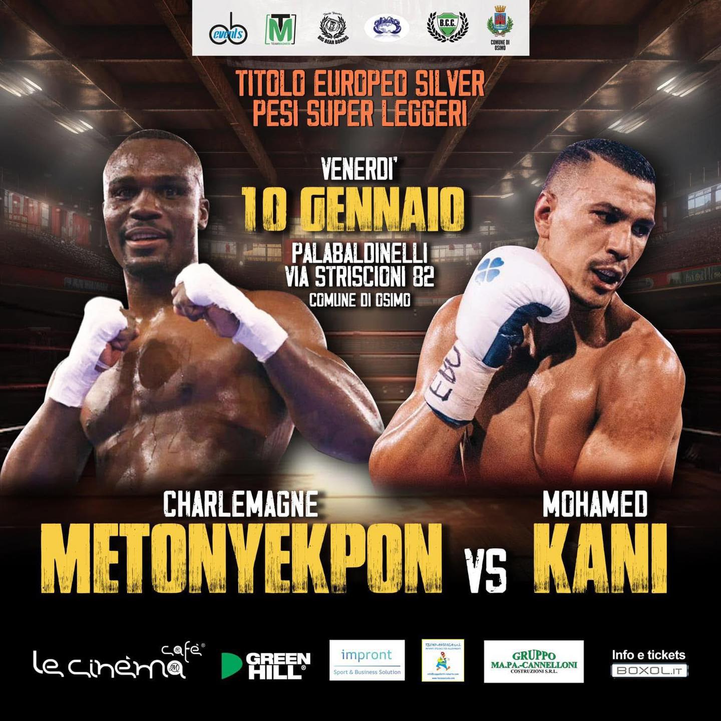 Il 10 gennaio a Osimo Metonyekpon vs Kani per l'EBU SILVER SUPERLEGGERI 