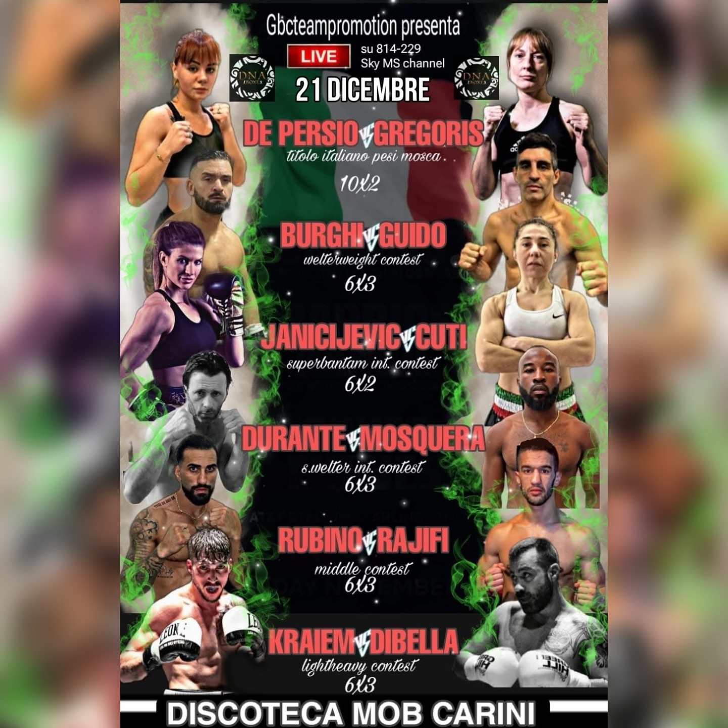 TITOLO ITALIANO FEMMINILE MOSCA: Il 21 dicembre pv a Carini De Persio vs Gregoris 