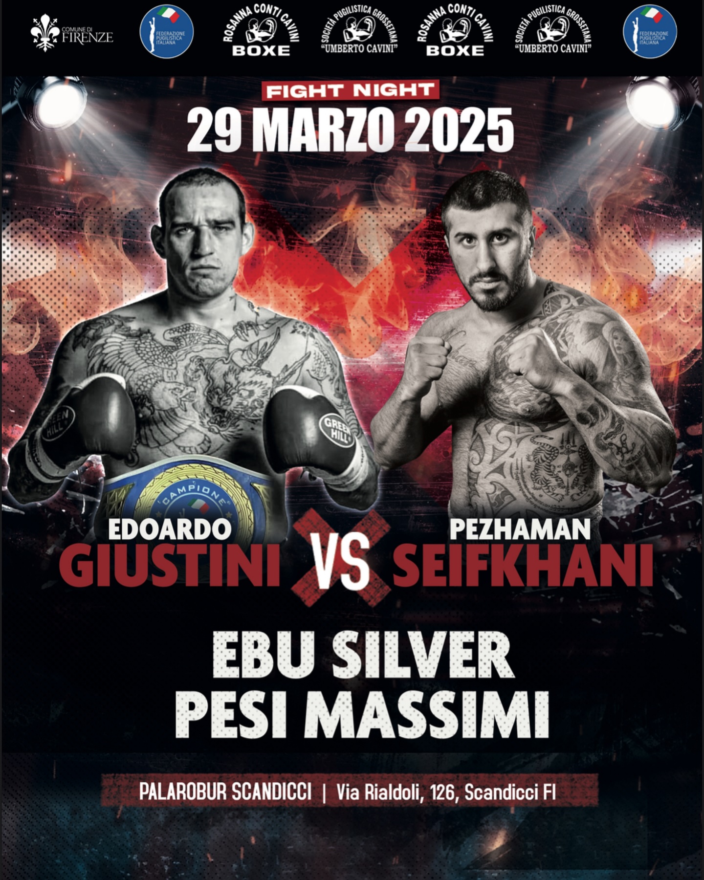 Titolo EBU Silver Massimi: Il 29 Marzo al PALAROBUR di Scandicci la sfida tra Giustini e  Seifkhani.