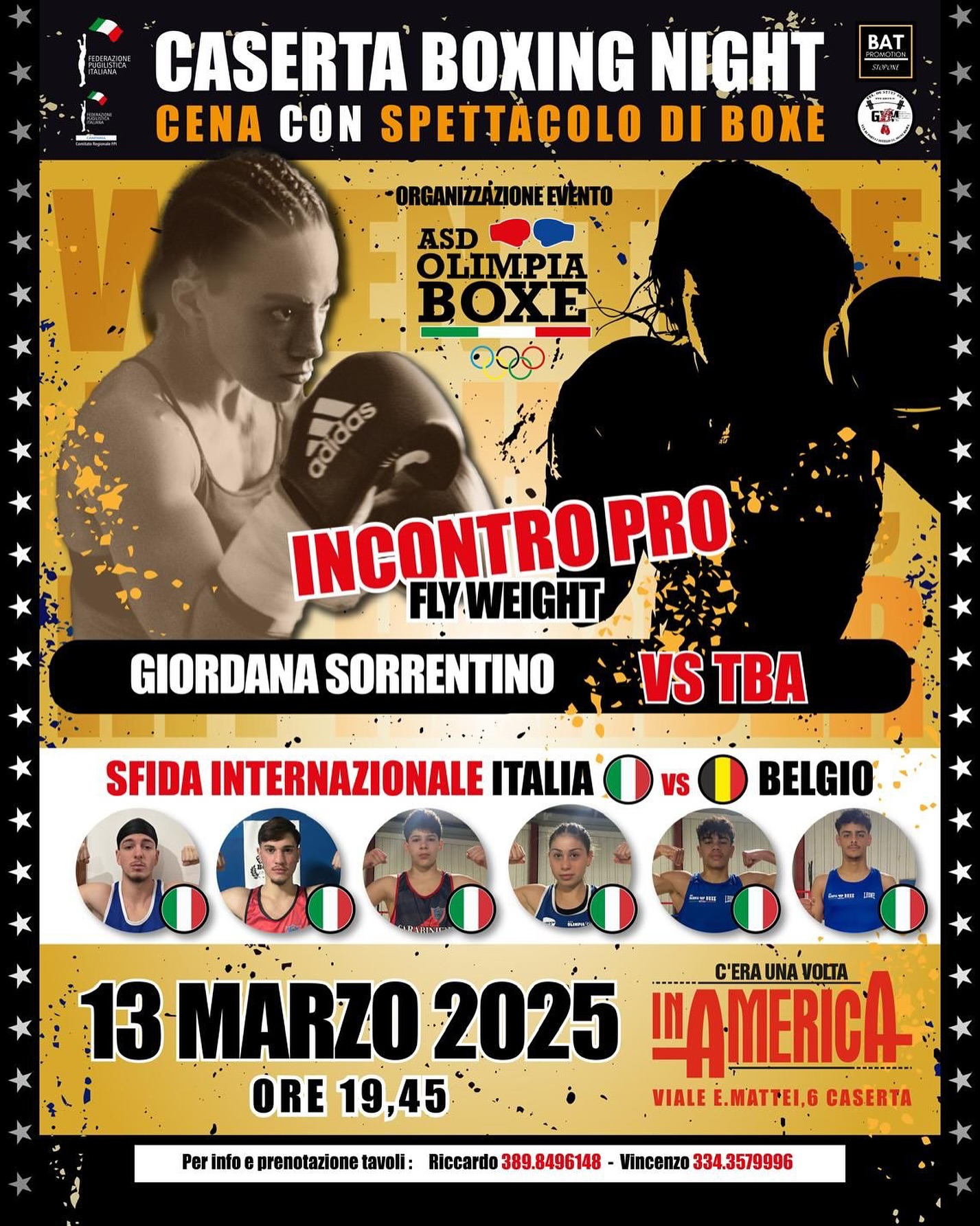 IL PROSSIMO 13 MARZO A CASERTA IL 3° MATCH DA PRO DELL'OLIMPIONICA GIORDANA SORRENTINO 