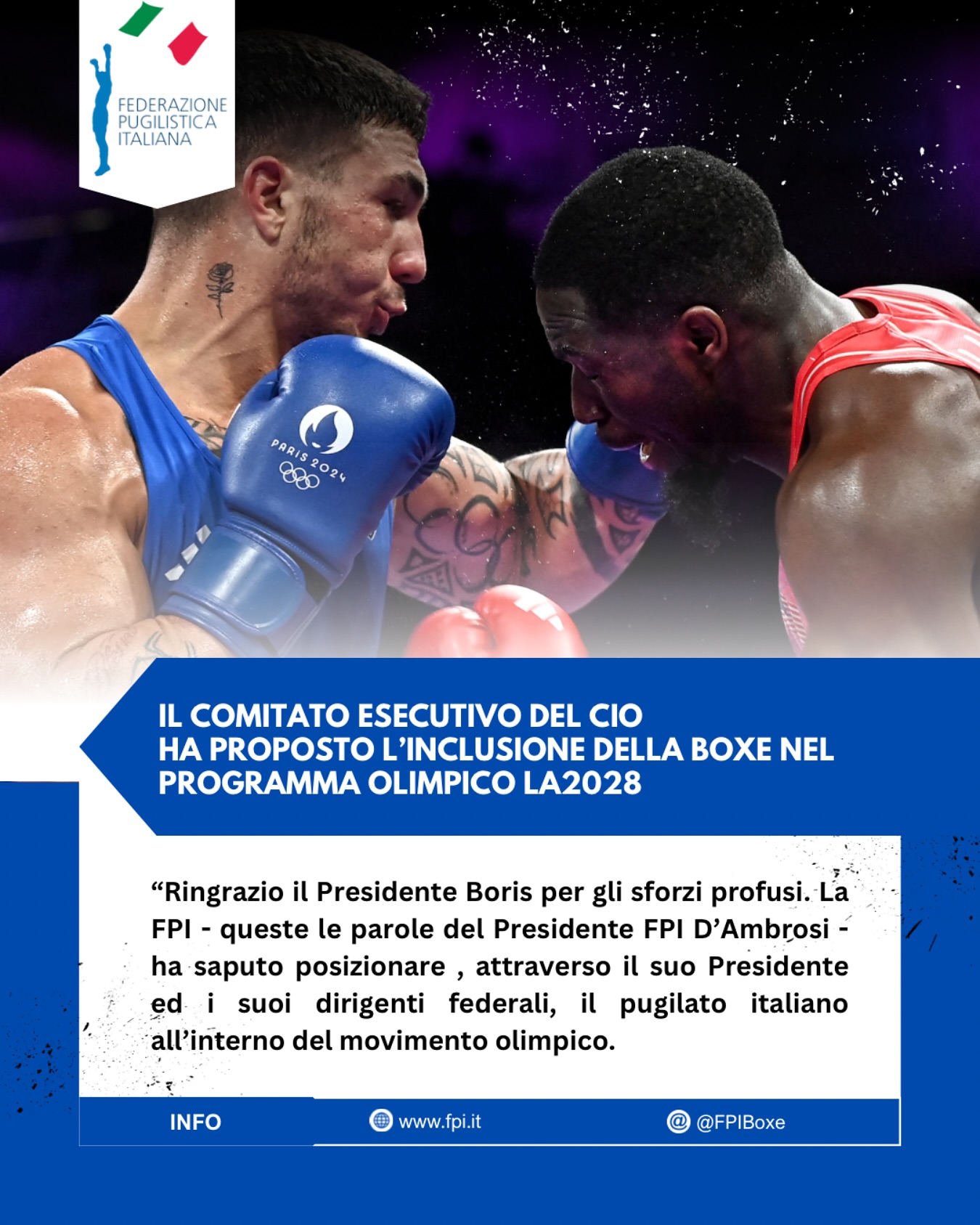 IL COMITATO ESECUTIVO DEL CIO PER L'INCLUSIONE DELLA BOXE NEL PROGRAMMA OLIMPICO LOS ANGELES 2028 