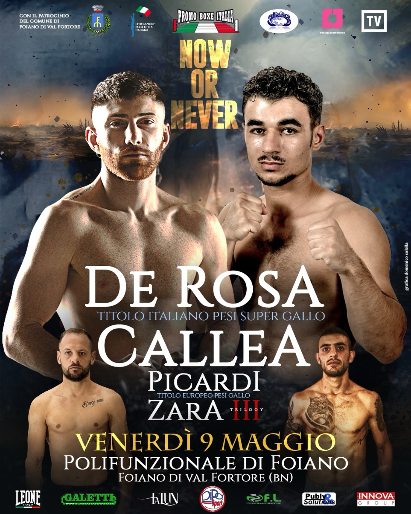  IL 9 MAGGIO GRANDISSIMA SERATA PROMO BOXE ITALIA A FOIANO VAL FORTORE 
