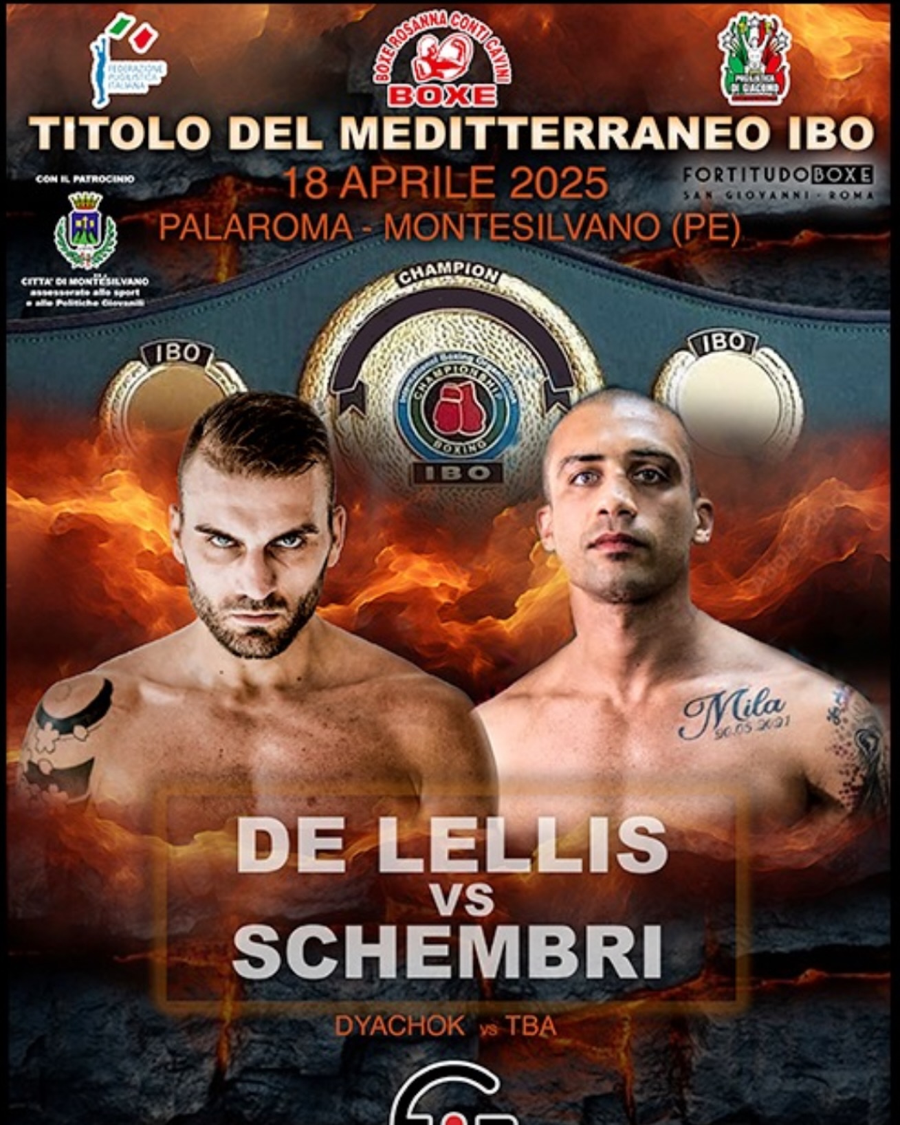 IBO Mediterraneo SUPERMEDI - IL 18 APRILE A MONTESILVANO LA SFIDA DE LELLIS VS SCHEMBRI