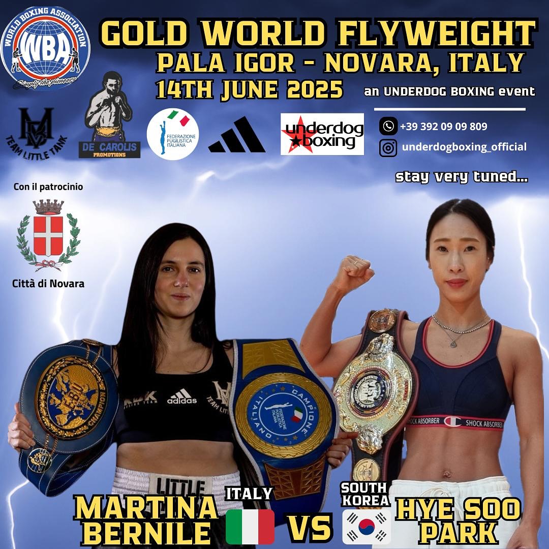 TITOLO WBA GOLD PESI MOSCA: IL 14 GIUGNO A NOVARA LA SFIDA BERNILE VS SOO PARK 