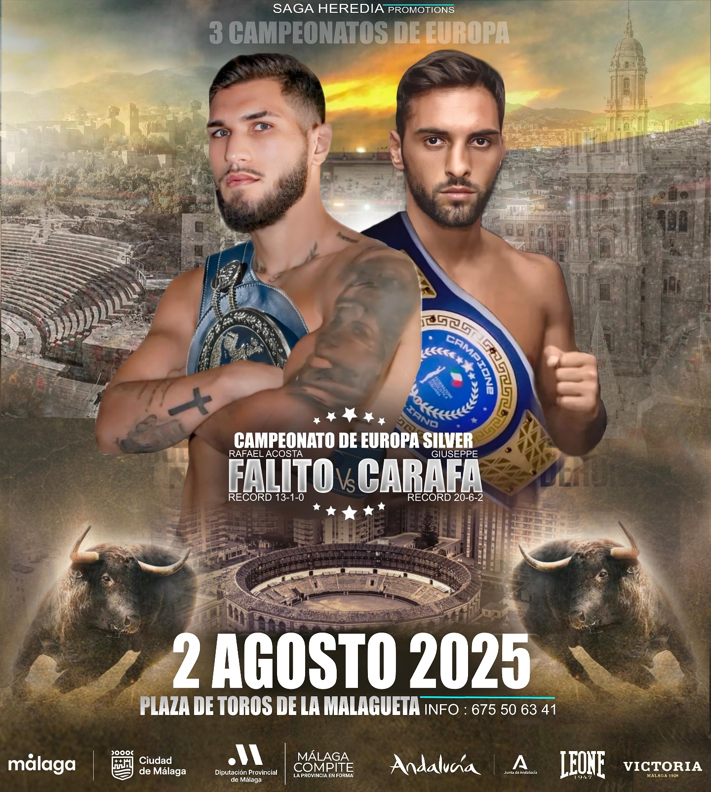Titolo EBU Silver Pesi Leggeri - IL 2 AGOSTO PV A MALAGA ACOSTA VS CARAFA 