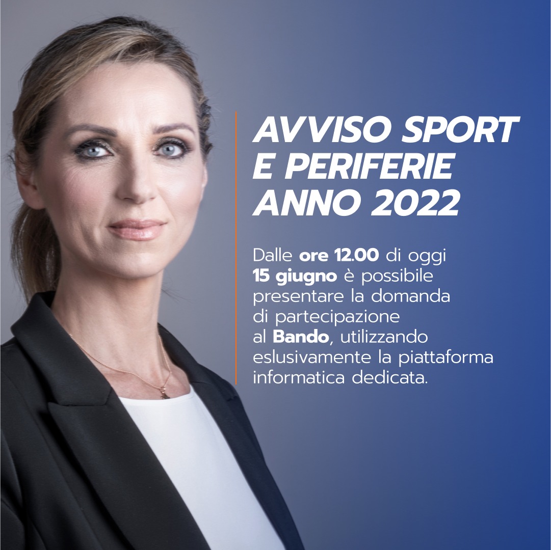 Dalle ore 12.00 di oggi, 15giugno, è possibile presentare la domanda di partecipazione al Bando Sport e Periferie 