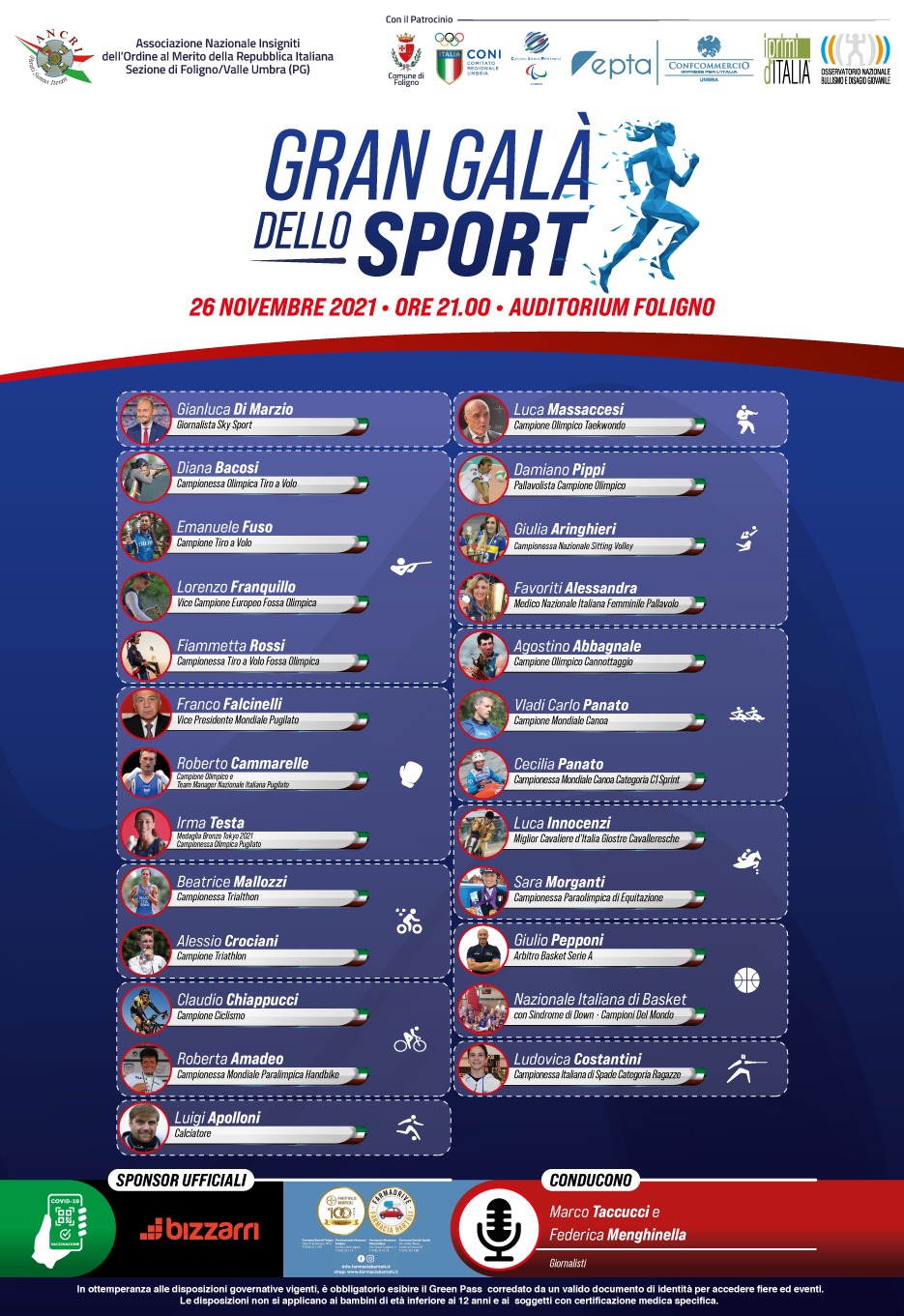 Il 26 Novembre al Gran Galà dello Sport di Foligno ospiti il Pres. EUBC Falcinelli, Roberto Cammarelle e Irma Testa