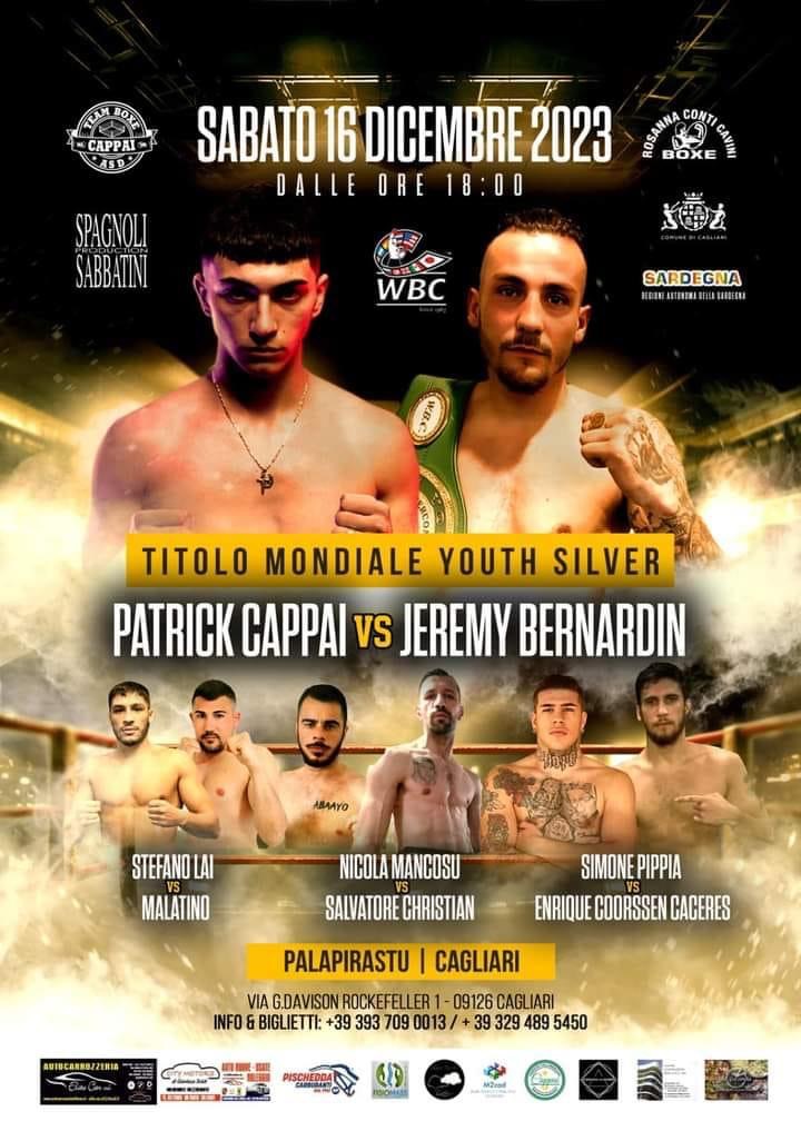 Sabato 16 dicembre a Cagliari Cappai vs Bernardin per il WBC Silver Youth Pesi Piuma 