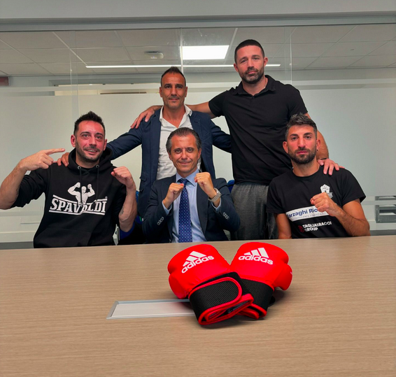 Incontro tra il Presidente FPi Flavio D'Ambrosi, i Campionissimi Giovanni De Carolis ed Emiliano Marsili, e i Campioni di ParaBoxe Simone Dessì e Lorenzo Spadafora