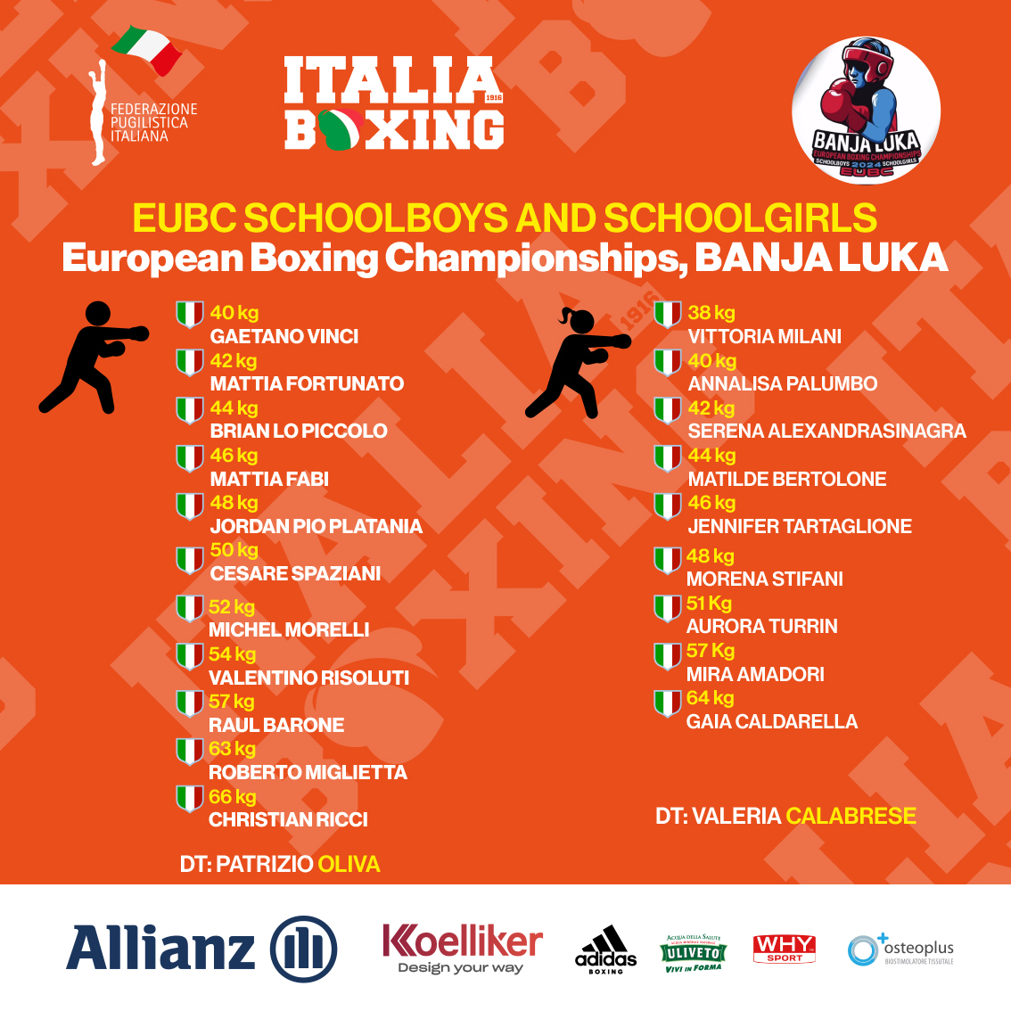 Europei SchoolBoy/Girl 2024: 11 Azzurrini e 9 Azzurrine sul ring di Banja Luka (Bosnia) dal 3 al 10 Agosto 2024