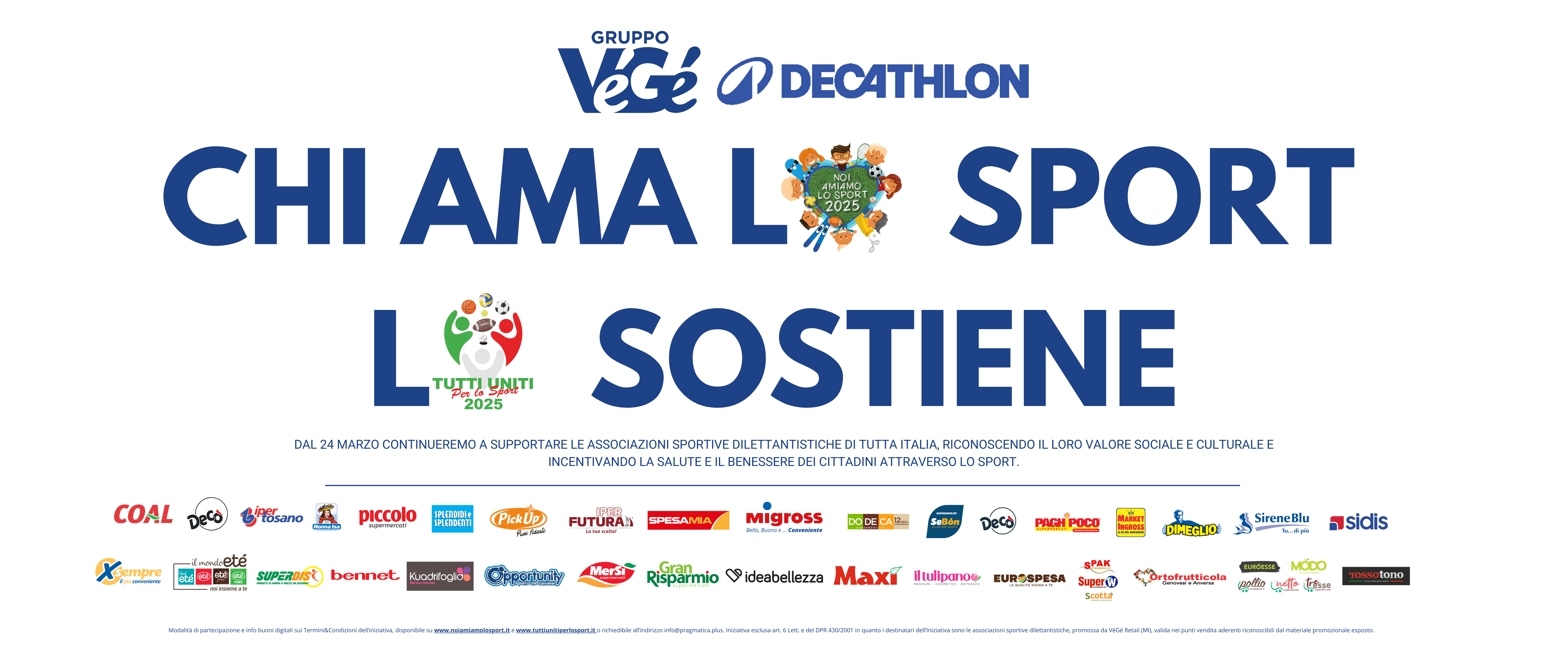 DAL 24 MARZO LA Quarta edizione del progetto “VèGè Sport” a SOSTEGNO DELLE ASD ITALIANE 