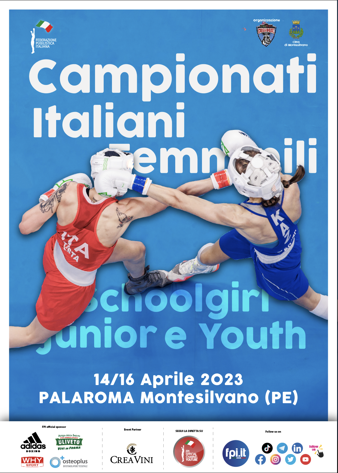 Campionati Italiani Schoolgirl, Junior e Youth F 2023 - Montesilvano 14-16 Aprile p.v. - LOCANDINA UFFICIALE 