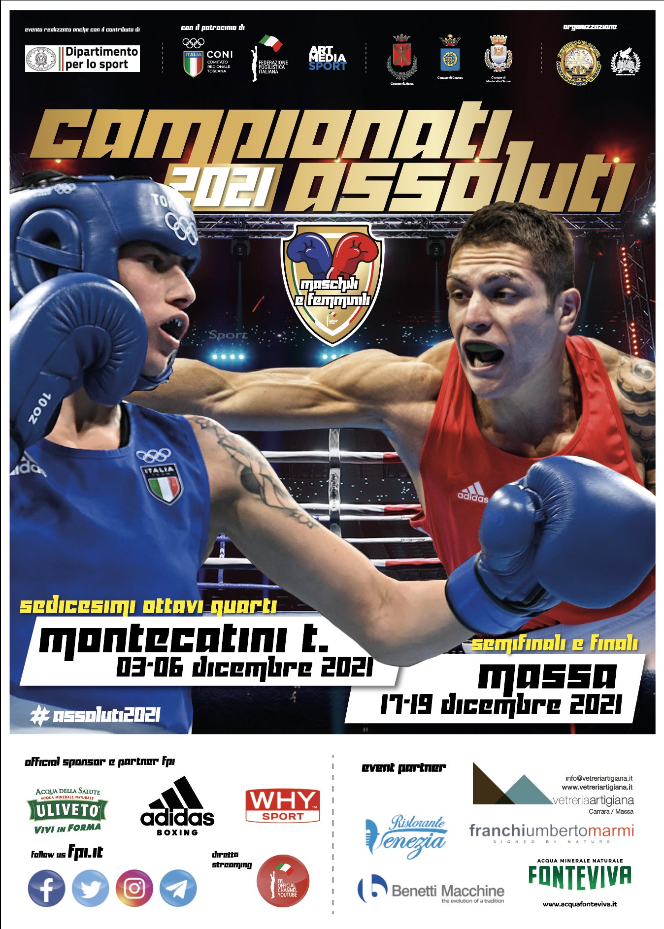 Assoluti M/F 2021 Fase Eliminatoria MonteCatini 3-6 Dicembre - DOMANI IL VIA