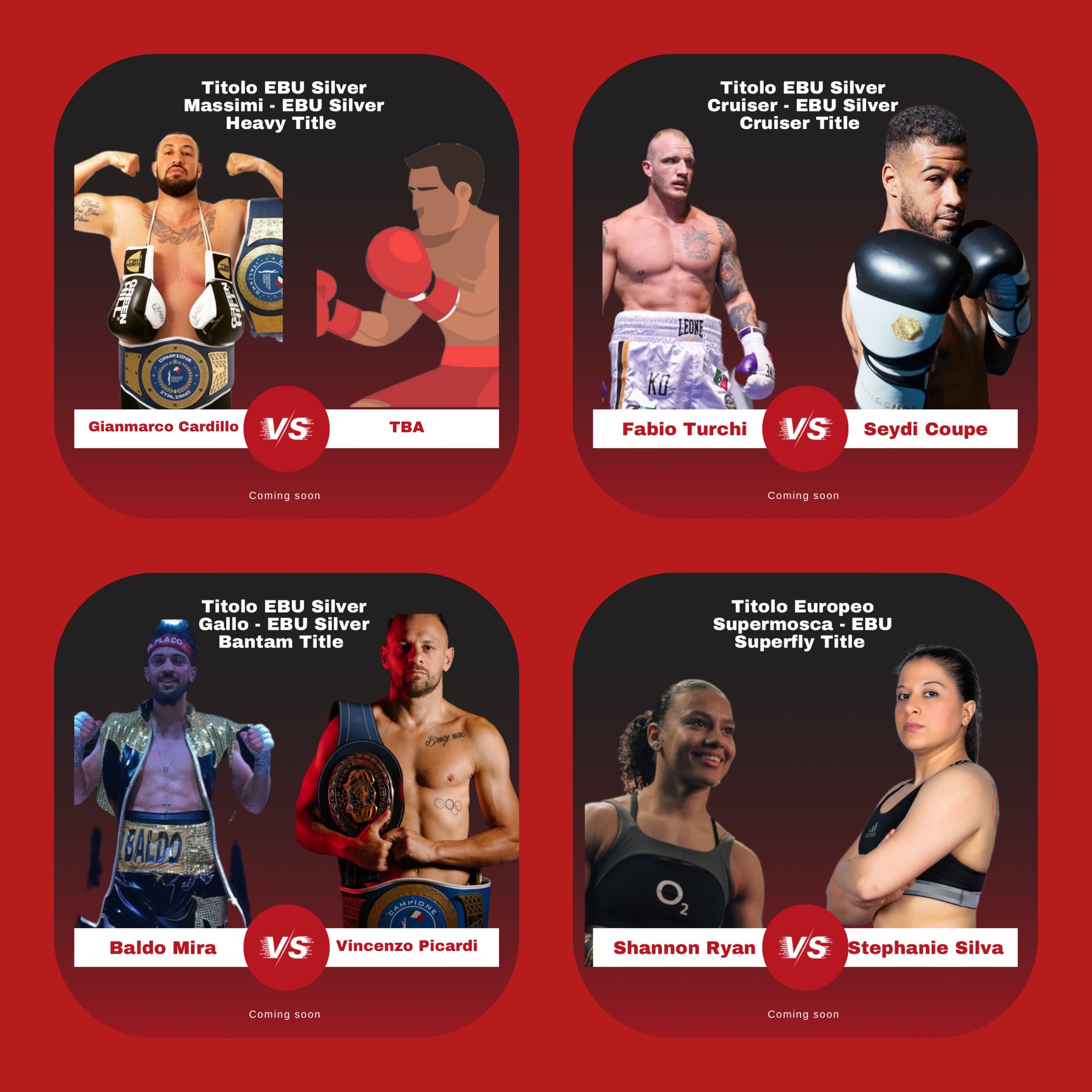 4 i boxer italiani prossimamente sul ring per Titolo Europei ed EBU silver