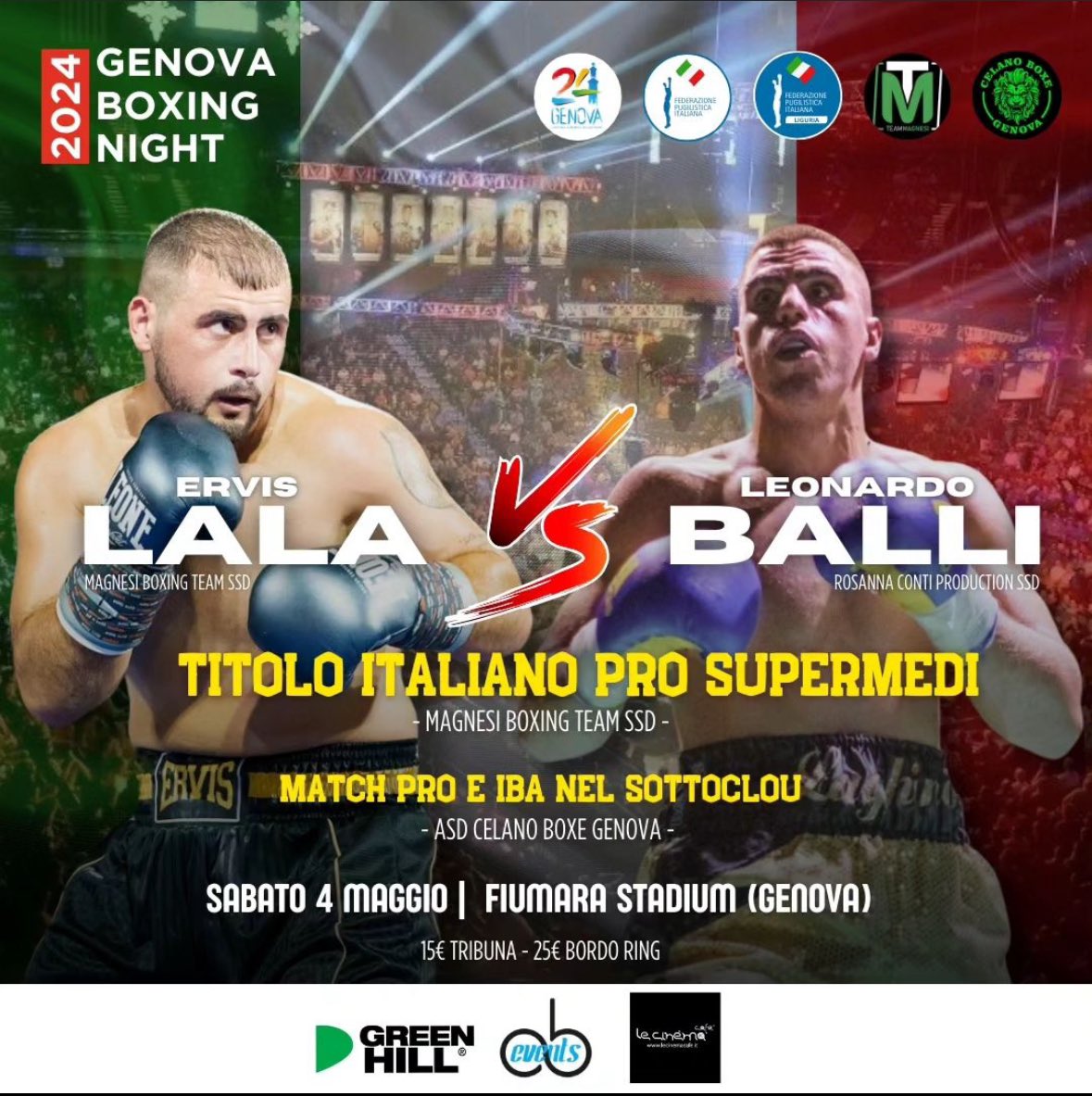 IL 4 MAGGIO A GENOVA BALLI VS LALA PER IL TITOLO ITALIANO SUPERMEDI 