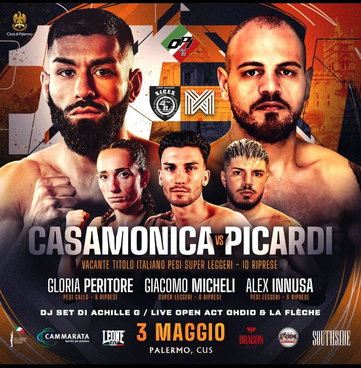 Il prossimo 3 maggio a Palermo Casamonica vs Picardi per il Titolo Italiano Superleggeri 