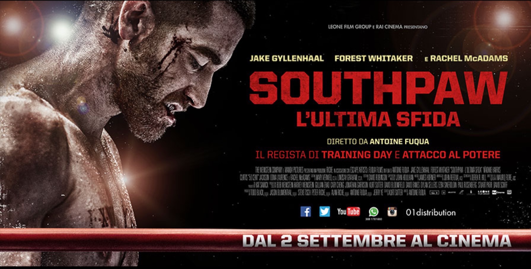 Gli Azzurri dell'Italia Boxing Team e il Pres FPI Brasca presenti alla Prima di #SouthPaw l'Ultima Sfida
