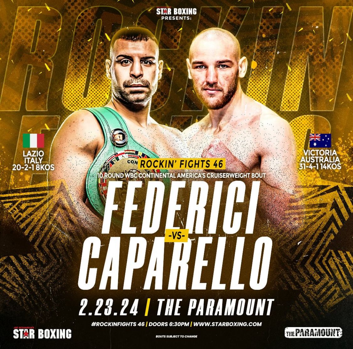 Il 23 febbraio a New York Federici vs Caparello per il WBC Continental America's CRUISER 