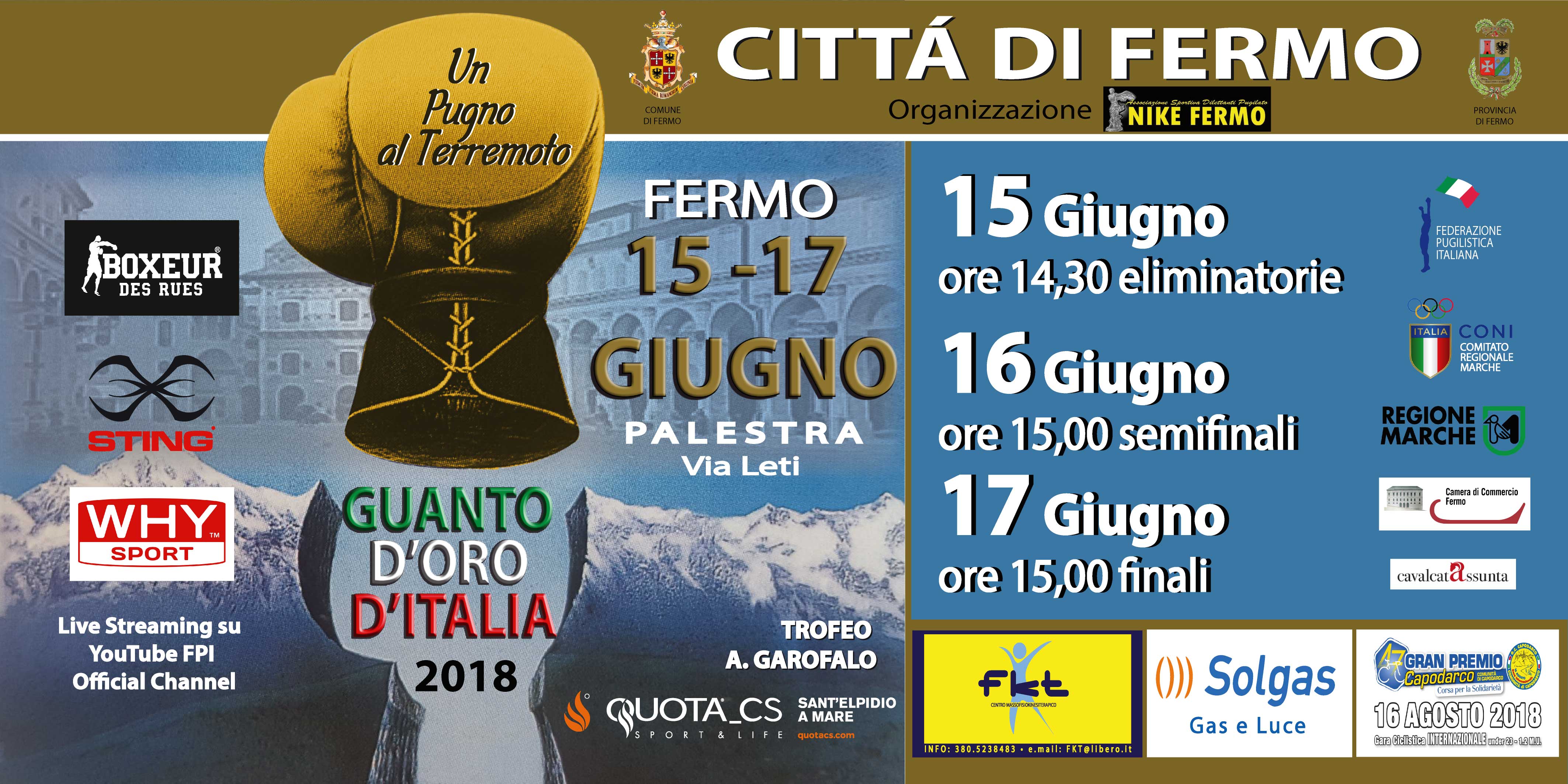 Guanto D'oro Maschile 2018 "A. Garofalo" Fermo 15-17 Giugno - Il Poster Ufficiale della Kermesse #Guanto18