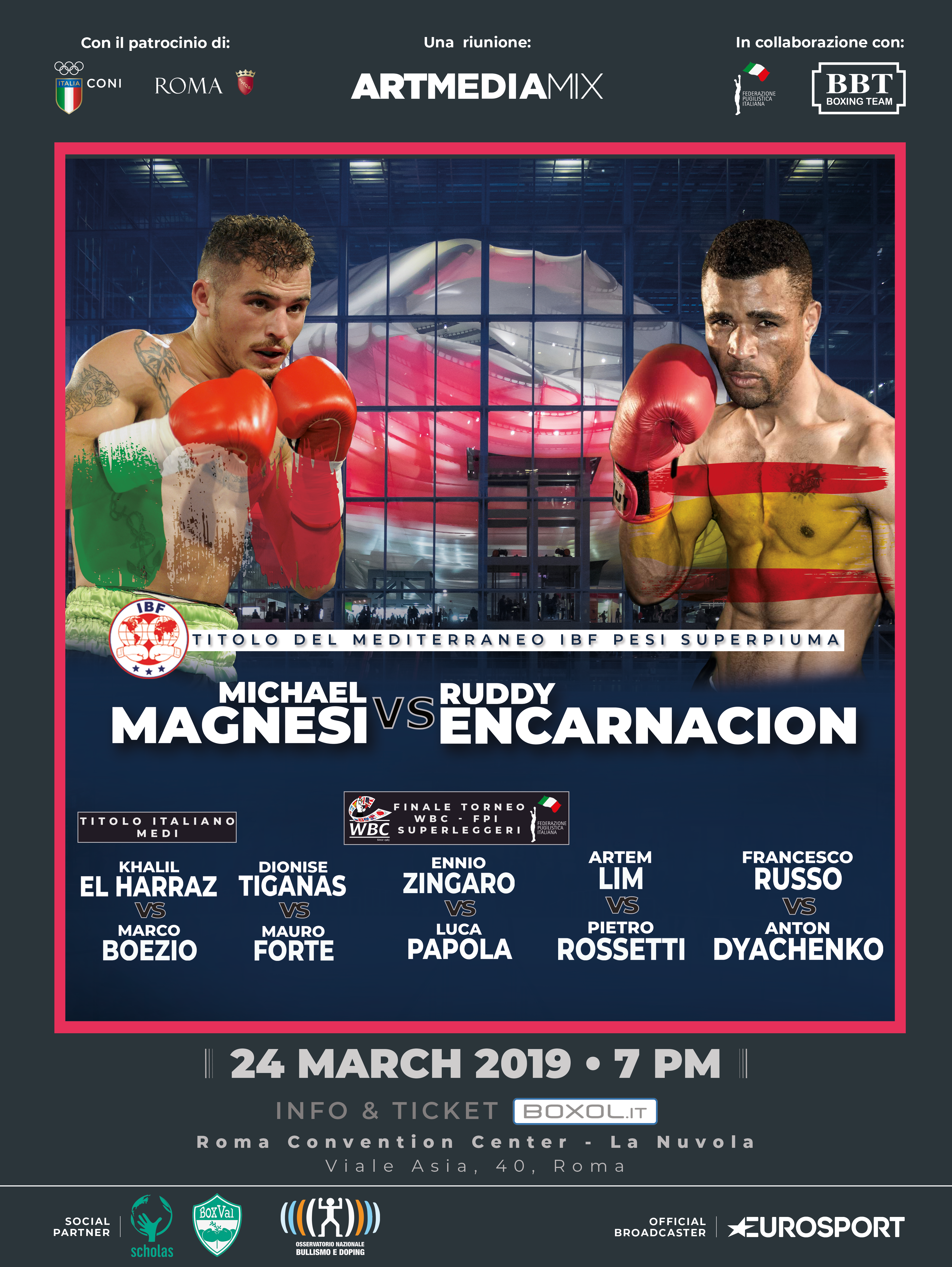 Domani H 17 a EUR ROMA 2 Spettacolare Cerimonia del PESO per i Boxer del BIG BOXING EVENT del 24/03 al Roma Convention Center 