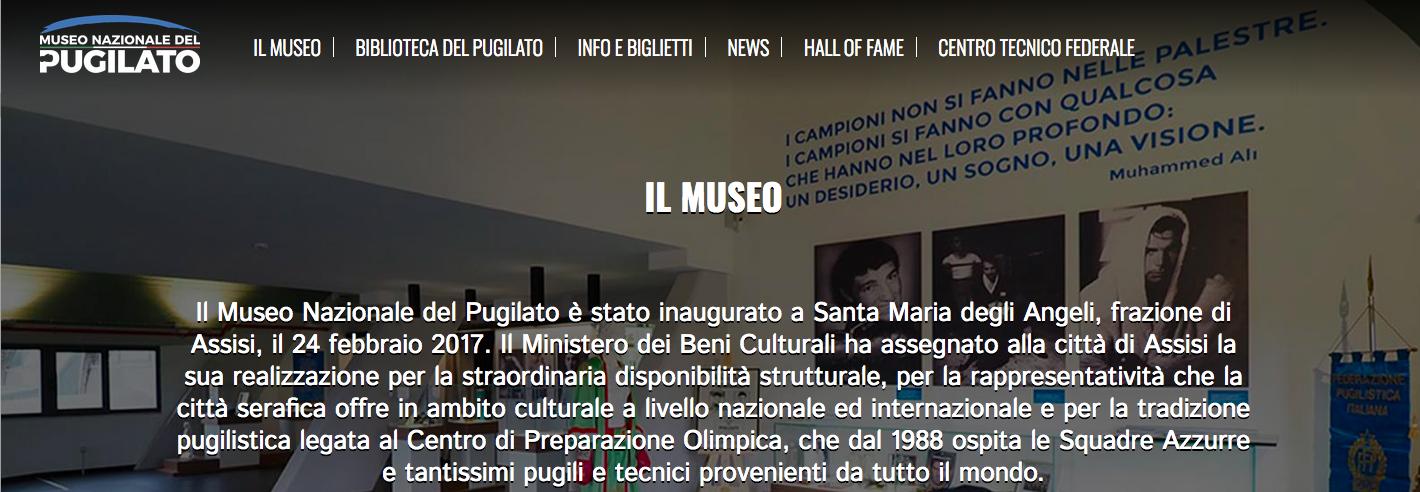 ONLINE IL SITO WEB DEL MUSEO NAZIONALE DEL PUGILATO 