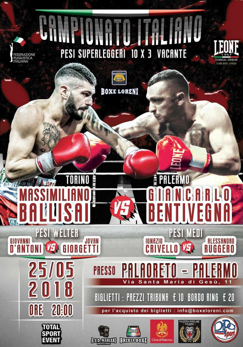 Il 25 Maggio a Palermo Ballisai vs Bentivegna per il Titolo Italiano Superleggeri - INFOTICKET #ProBoxing