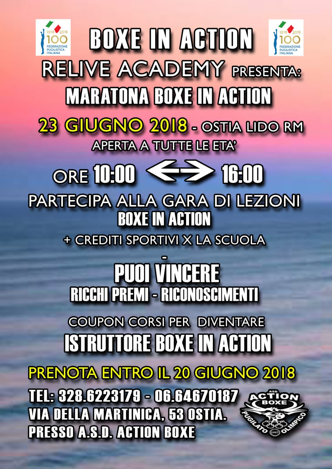 Sabato 23 Giugno a Ostia Lido (RM) la "Maratona Boxe In Action" 