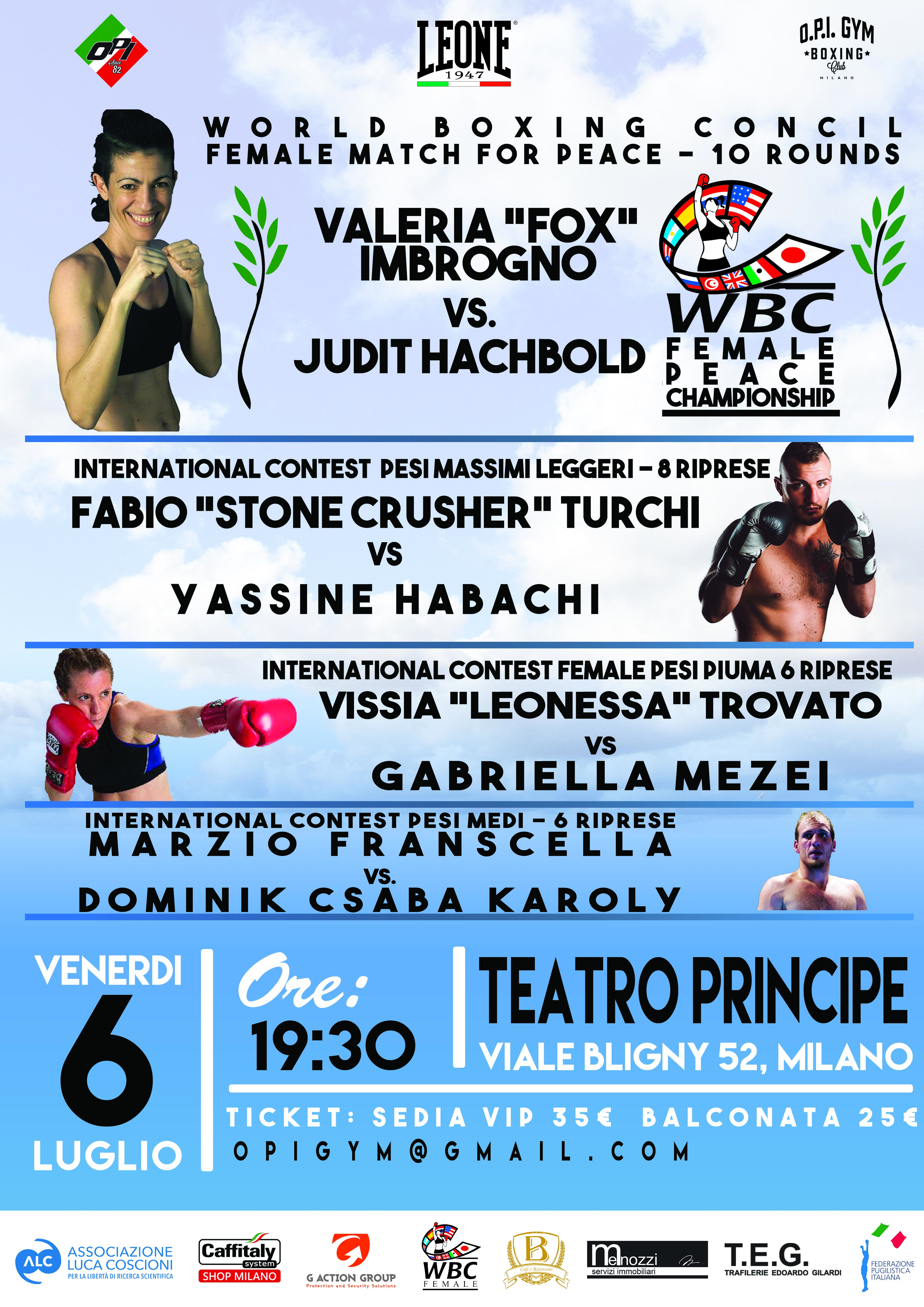 Valeria Imbrogno sfiderà Judith Hachbold al teatro Principe per la cintura per la pace WBC