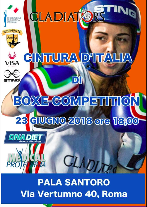 IL 23 Giugno a ROma PalaSantoro il Torneo Cintura d'Italia di Boxe Competition