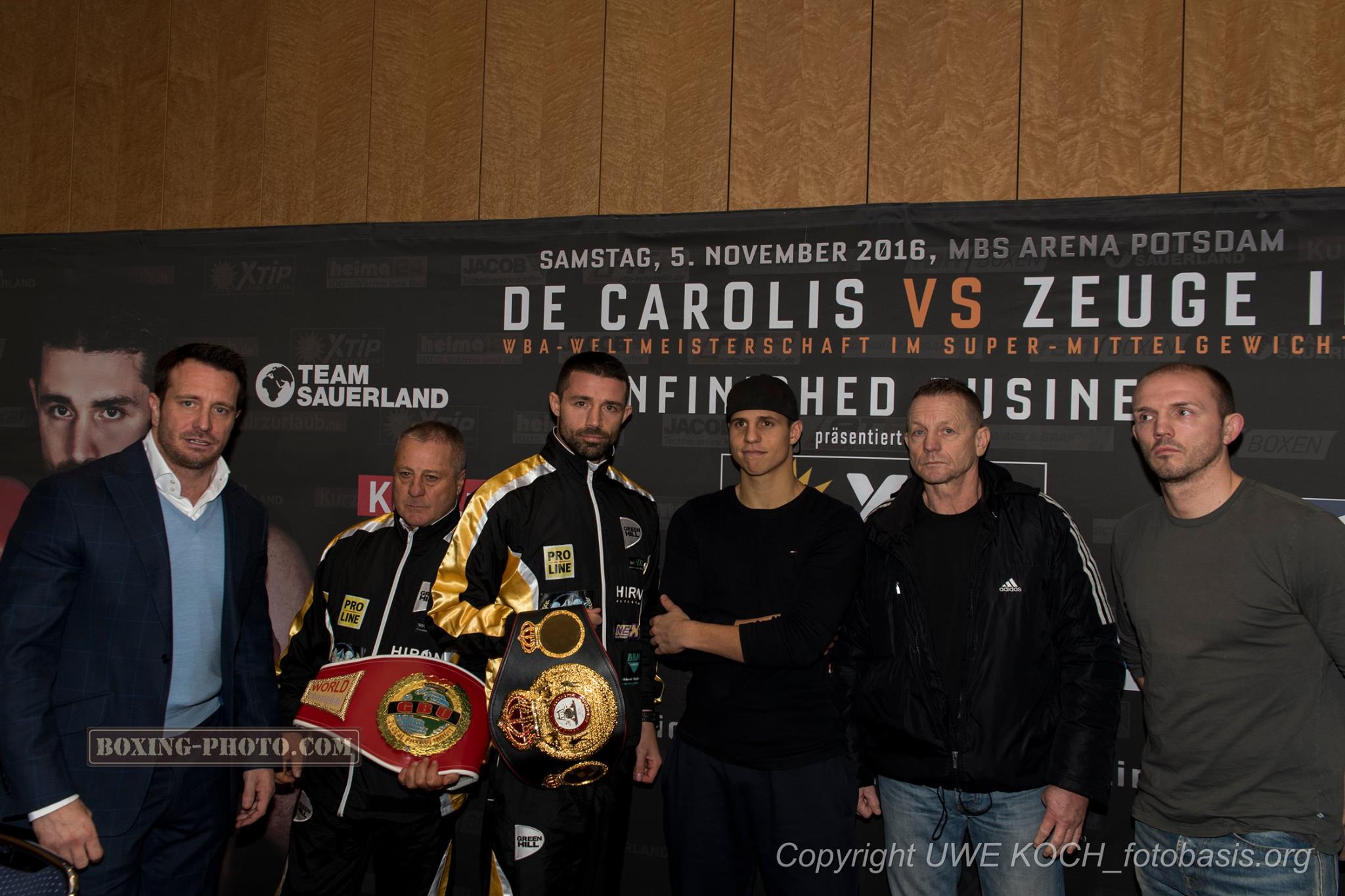 Presentato il ReMatch DeCarolis vs Zeuge, Sabato 5/11 il Nostro a difesa del suo Titolo Mondiale in quel di Potsdam - Live FoxSports H 22.45 #DeCarolisZeuge2