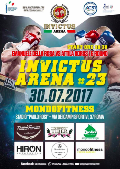 Ottimo ritorno sul Ring per Emanuele "Ruspa" Della Rosa nella serata Invictus Arena a MondoFitness