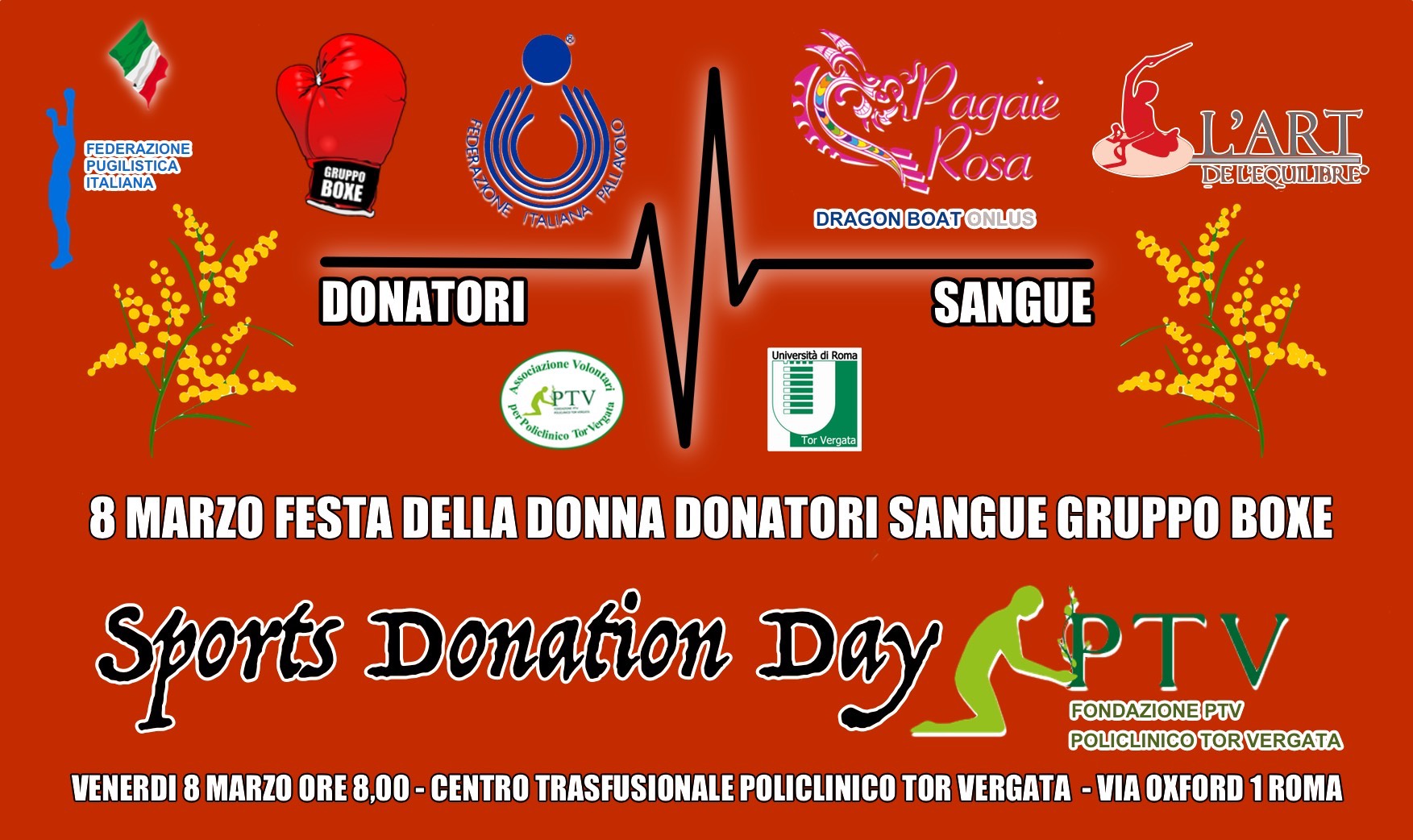 l'8 marzo a Tor vergata secondo appuntamento con il Gruppo Boxe Donatori di Sangue - testimonial d'eccezione Giovanni De Carolis 