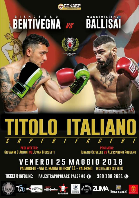 Il 25 Maggio a Palermo Ballisai vs Bentivegna per il Titolo Italiano Superleggeri - INFOTICKET E SOTTOCLOU  #ProBoxing