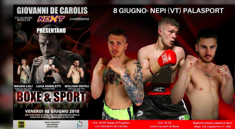 Stasera a Nepi gran serata di Boxe e Stage con Giovanni De Carolis 