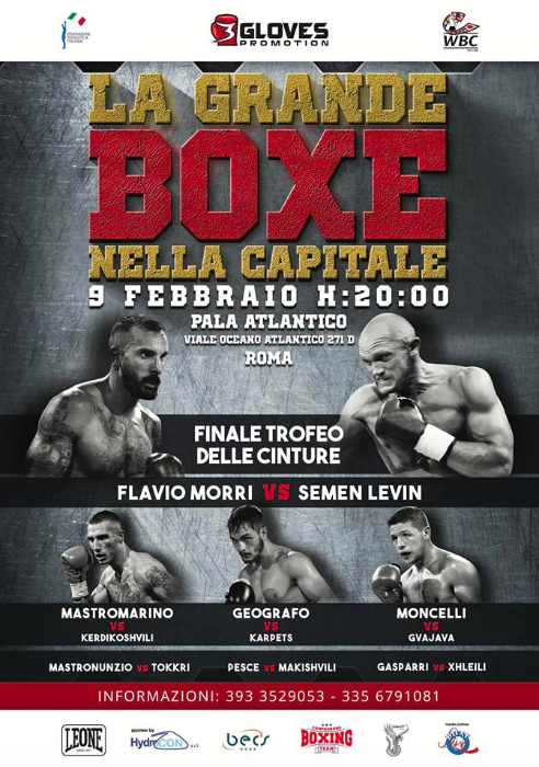 Sabato 9 Febbraio a Roma la Finale Cruiser del Trofeo della Cinture WBC-FPI: Morri vs Levin 