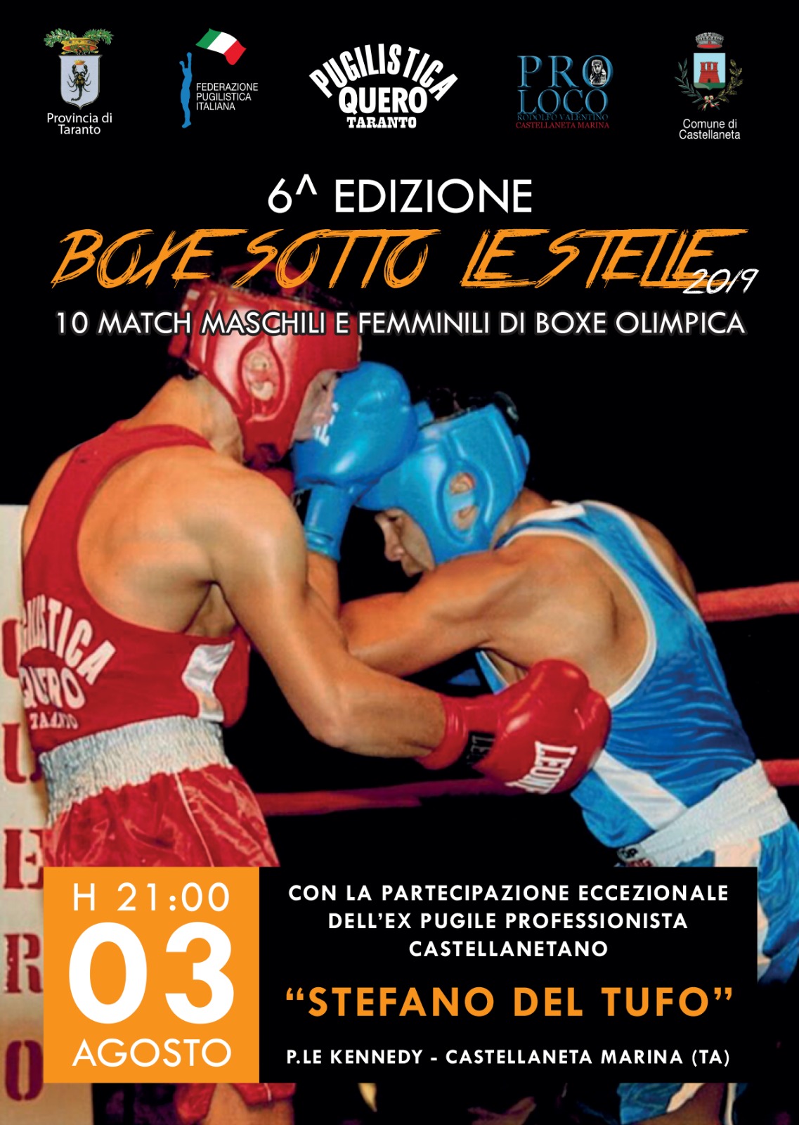 Il gala del pugilato a Castellaneta Marina La Quero-Chiloiro presenta la sesta edizione di “Boxe sotto le stelle”