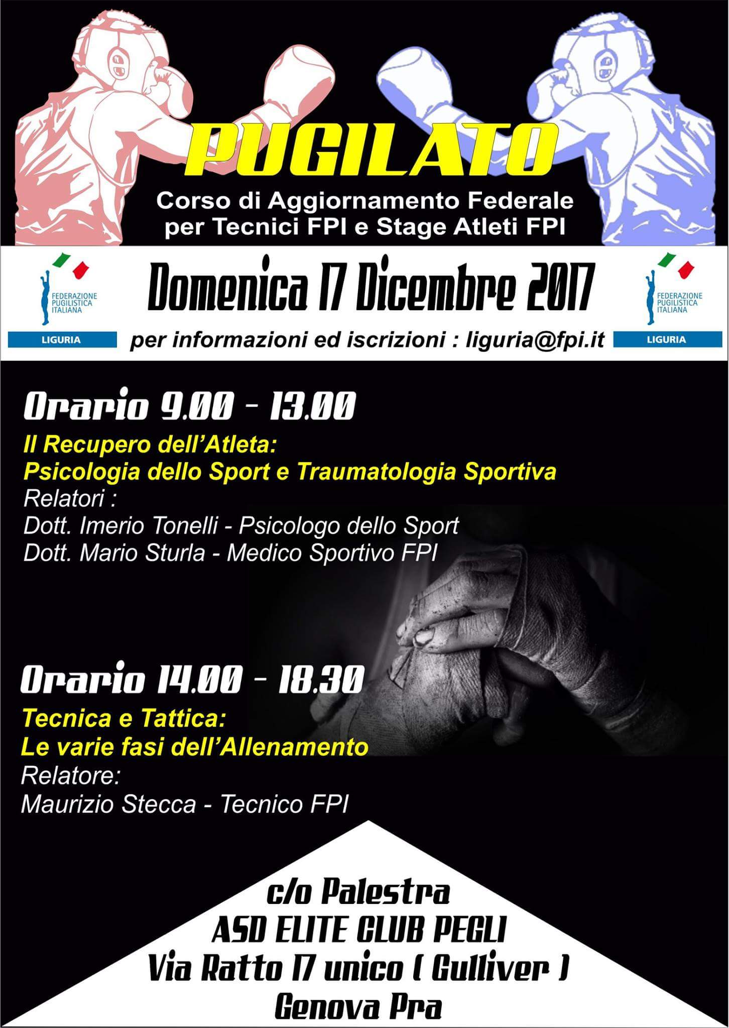 il 17 Dicembre a Genova Corso Aggiornamento per Tecnici CR FPI Liguria - INFO ISCRIZIONE 