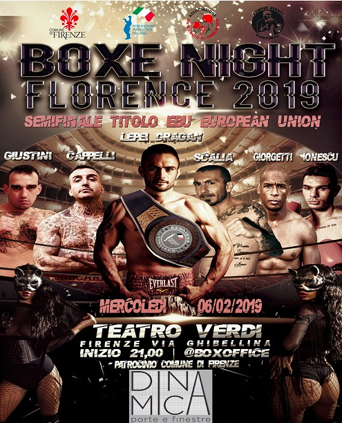 Stasera al Teatro Verdi di Firenze la Boxe Night Florence 2019