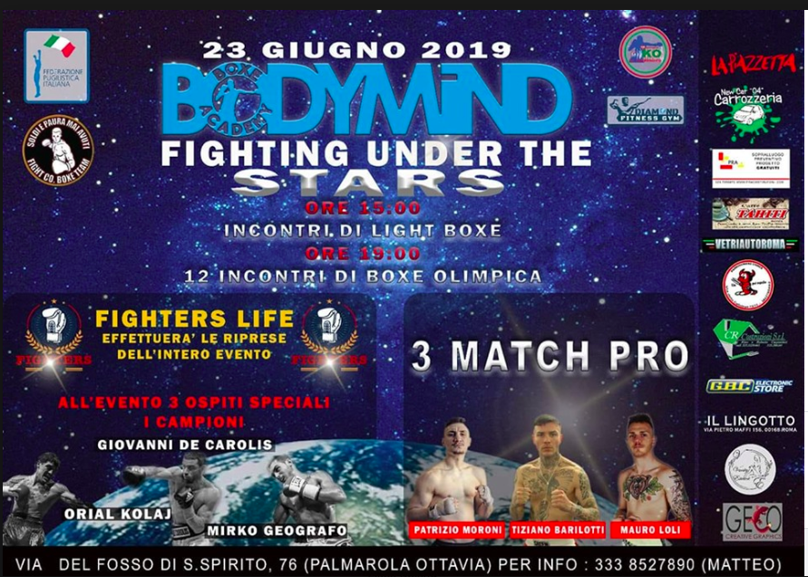 Domenica 23 Giugno a Roma lunga Riunione di Boxe targata Body Mind 