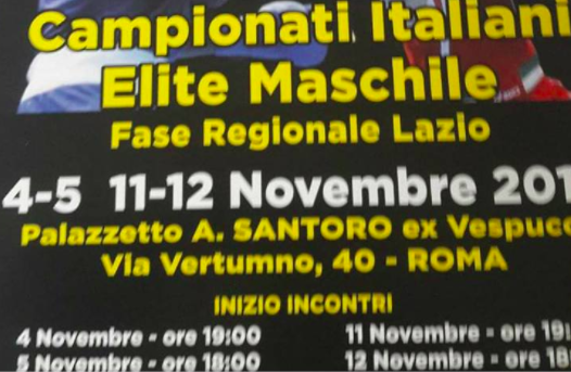 Fasi Regionali Lazio Assoluti Maschili 2017 a Roma nei weekend 4-5 e 11-12 Novembre pv #Assoluti2017