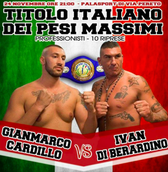 Il 24 Novembre ad Avezzano Di Berardino vs Cardillo con in palio il Titolo Italiano Massimi - Sul ring anche Valentino e Di Russo #ProBoxing